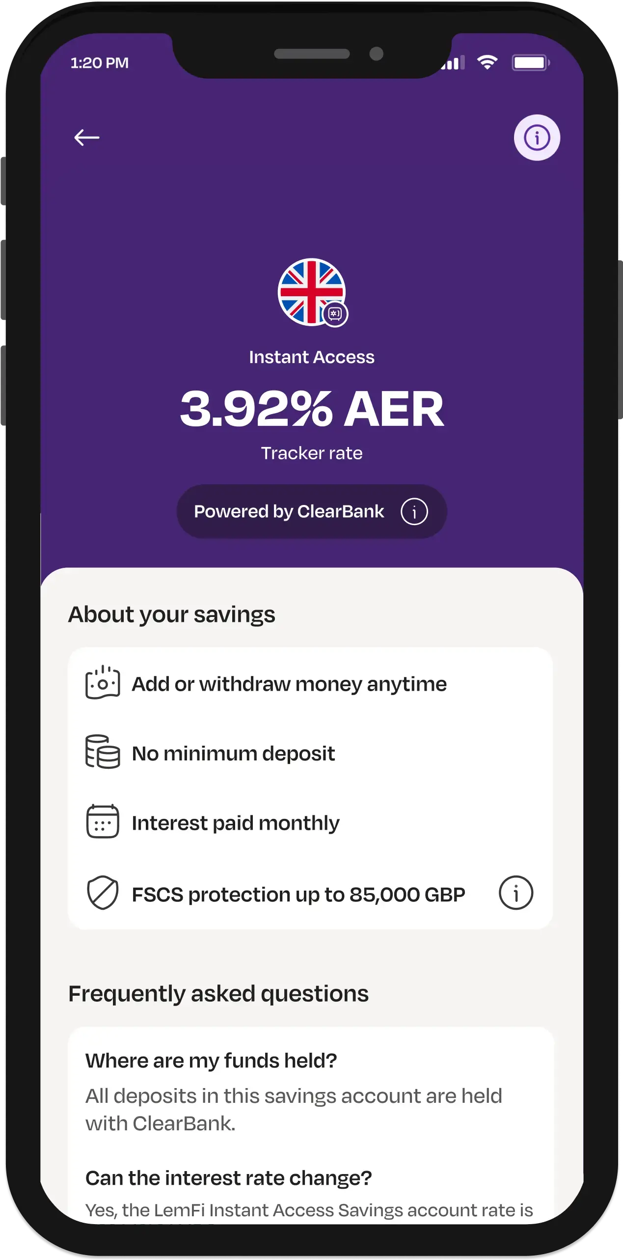 savings phone mockup