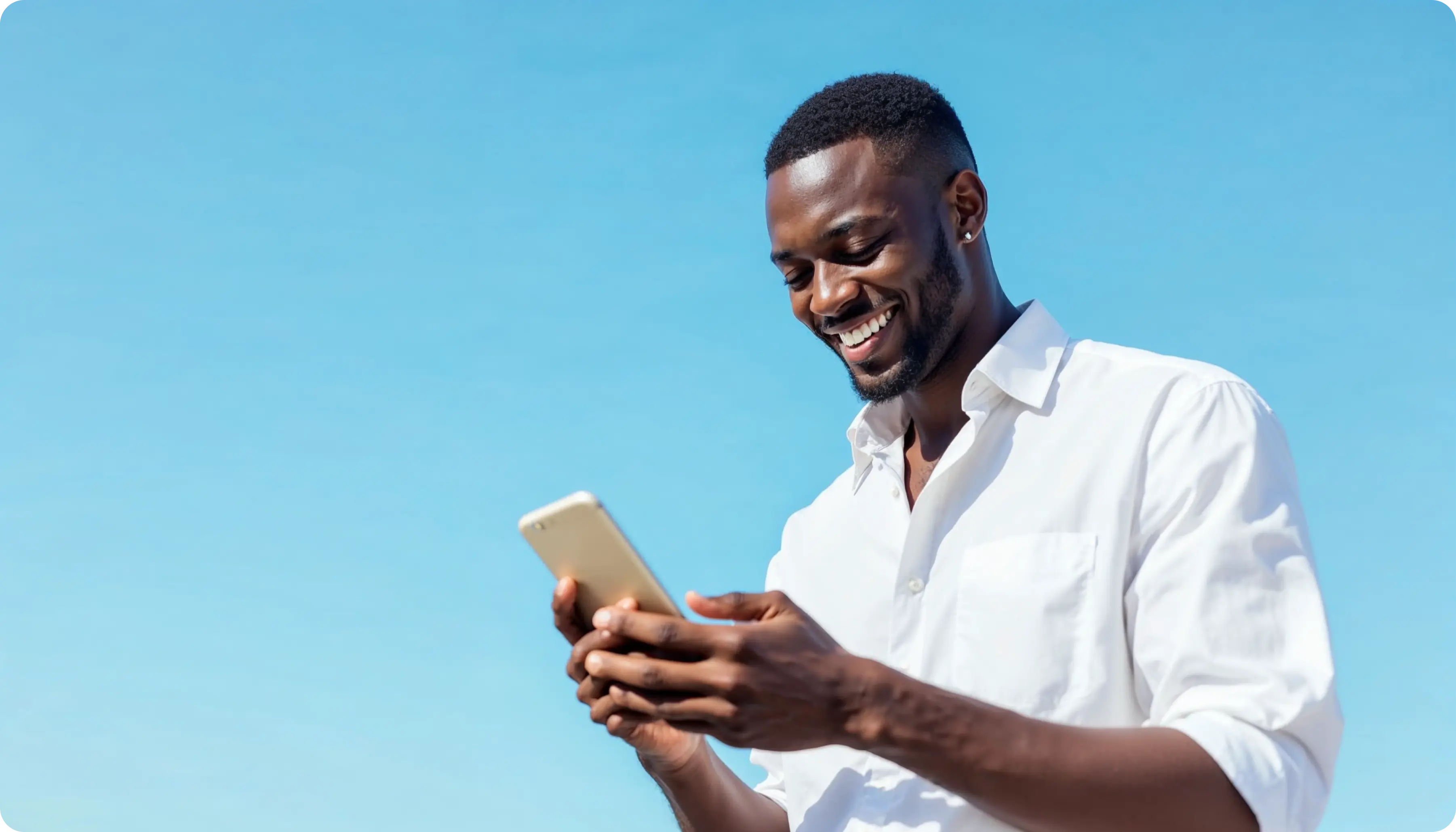 man on a blue background