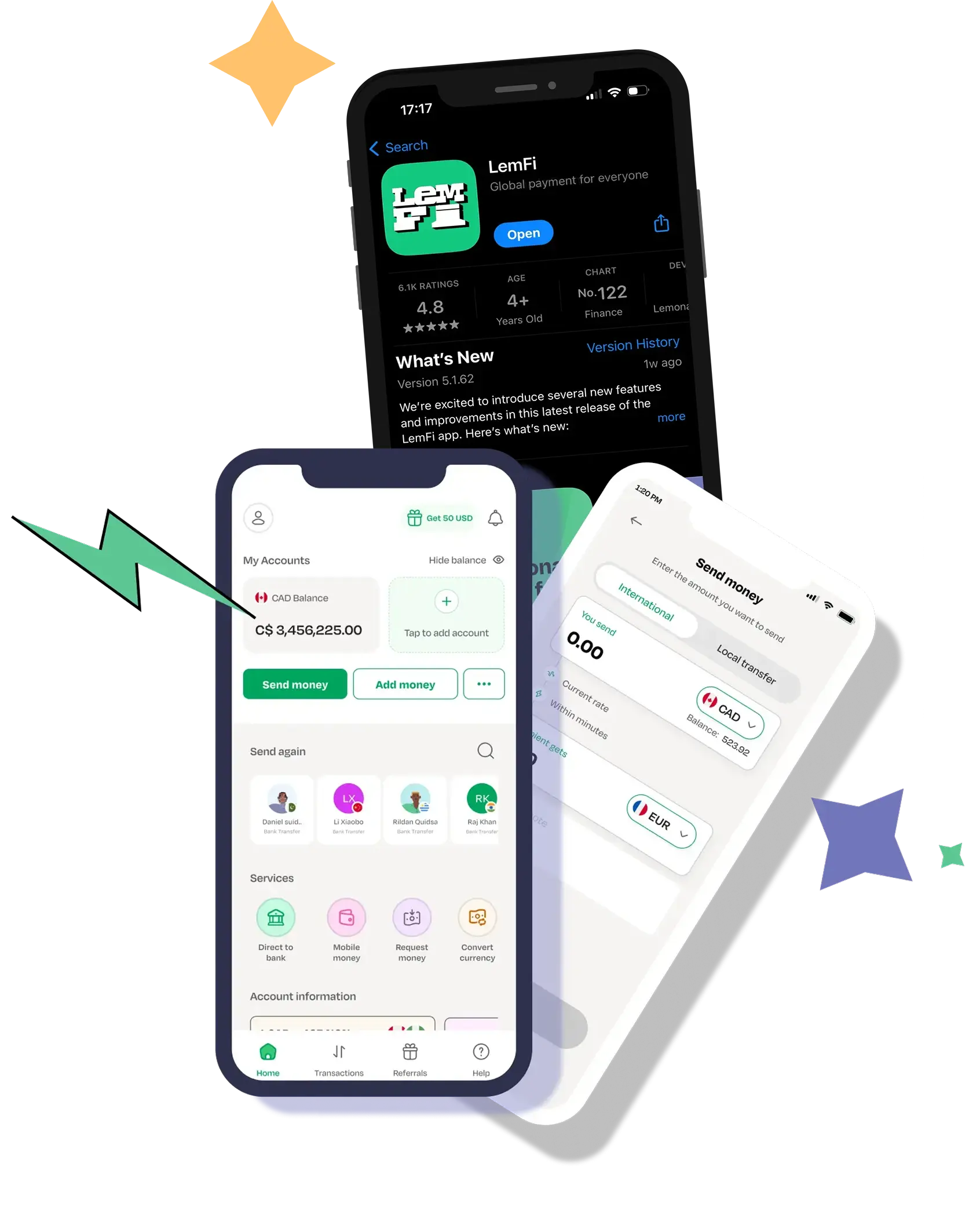 Mobile Phones with lemfi app